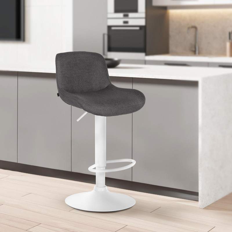 Lot de 2 tabourets de bar Solon en tissu blanc