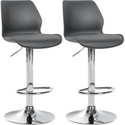 Lot de 2 tabourets de bar Gilbert, en plastique gris