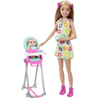 Barbie - Skipper Coffret Babysitters Inc, 1 poupée, 1 bébé, accessoires