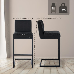 Tabouret de bar Hopewell, tissu B gris foncé