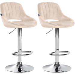 Lot de 2 tabourets de bar Milet velours C crème
