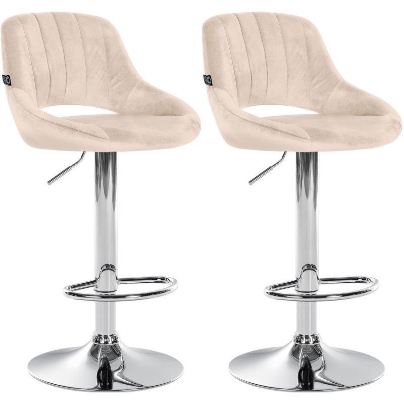 Ensemble de 2 tabourets de bar Milet en velours C crème