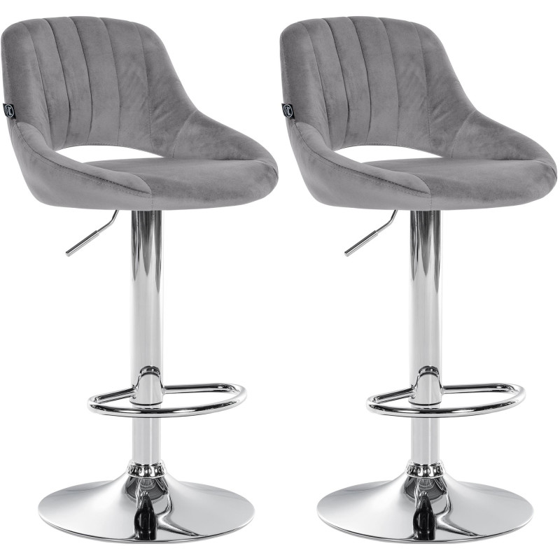Lot de 2 tabourets de bar Milet velours C gris foncé