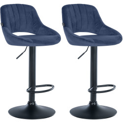 Ensemble de 2 tabourets de bar Milet en velours B bleu