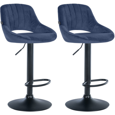 Ensemble de 2 tabourets de bar Milet en velours B bleu