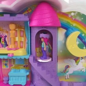 Polly Pocket - Coffret Salon De Coiffure Licorne Arc-En-Ciel - Tete a Coiffer - 4 ans+ HYD97