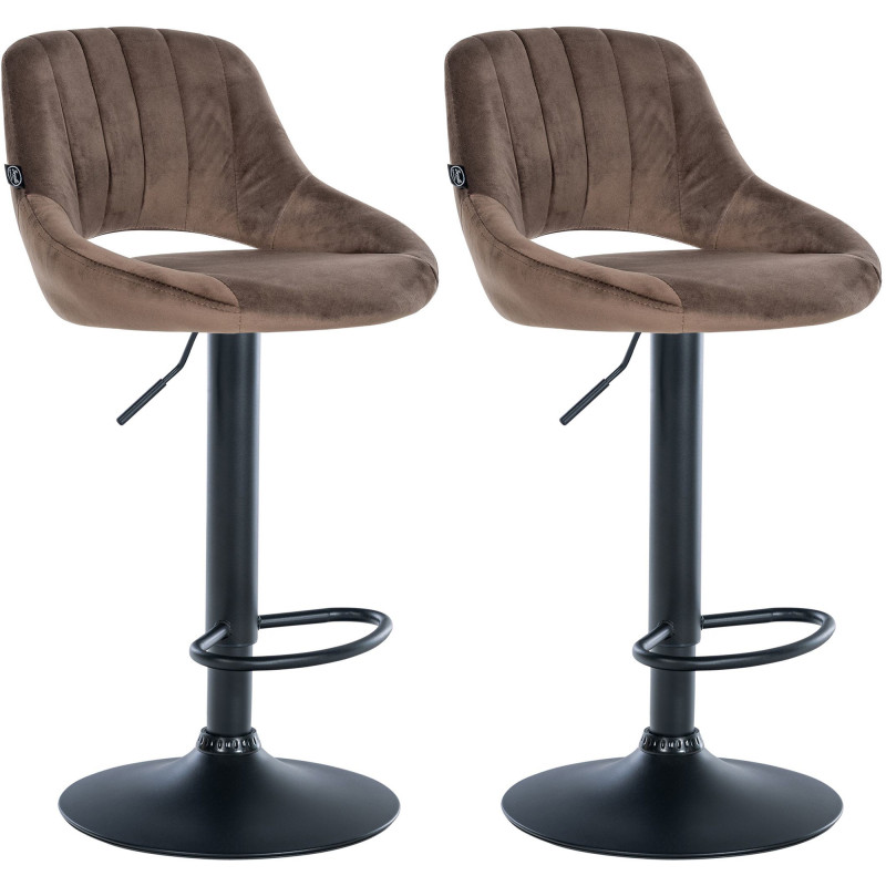Lot de 2 tabourets de bar Milet velours B marron