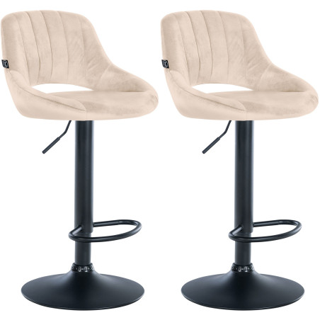 Lot de 2 tabourets de bar Milet velours B crème