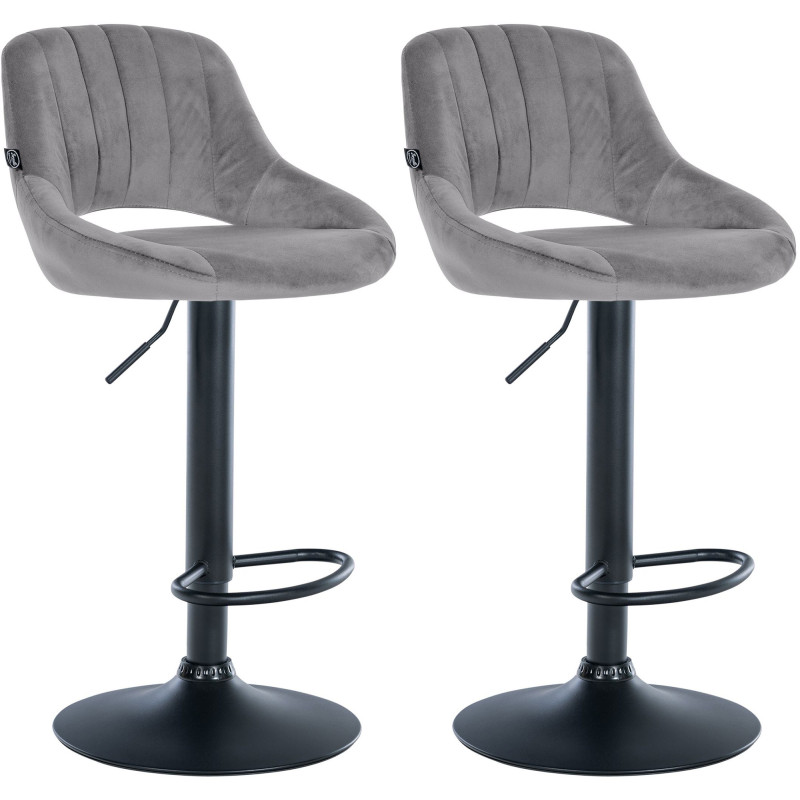 Lot de 2 tabourets de bar Milet velours B gris foncé