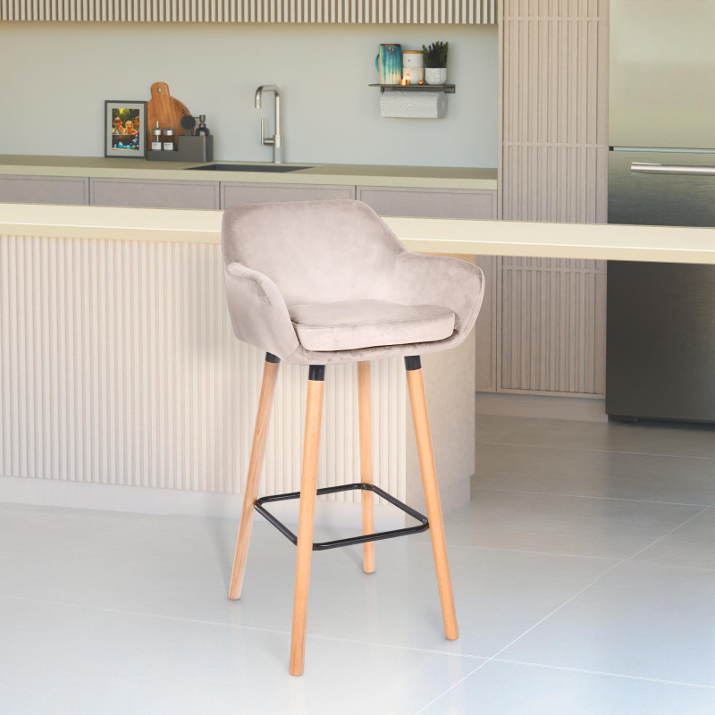 Tabouret de bar Grant en velours crème