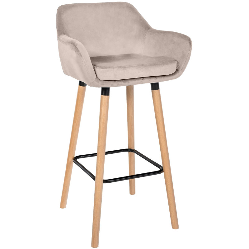 Tabouret de bar Grant en velours crème