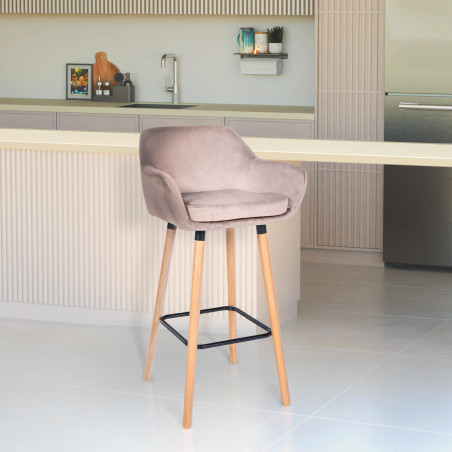 Tabouret de bar Grant velours gris clair