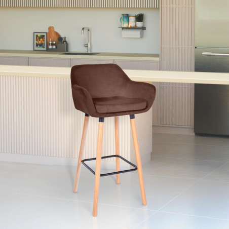 Tabouret de bar Grant en velours café