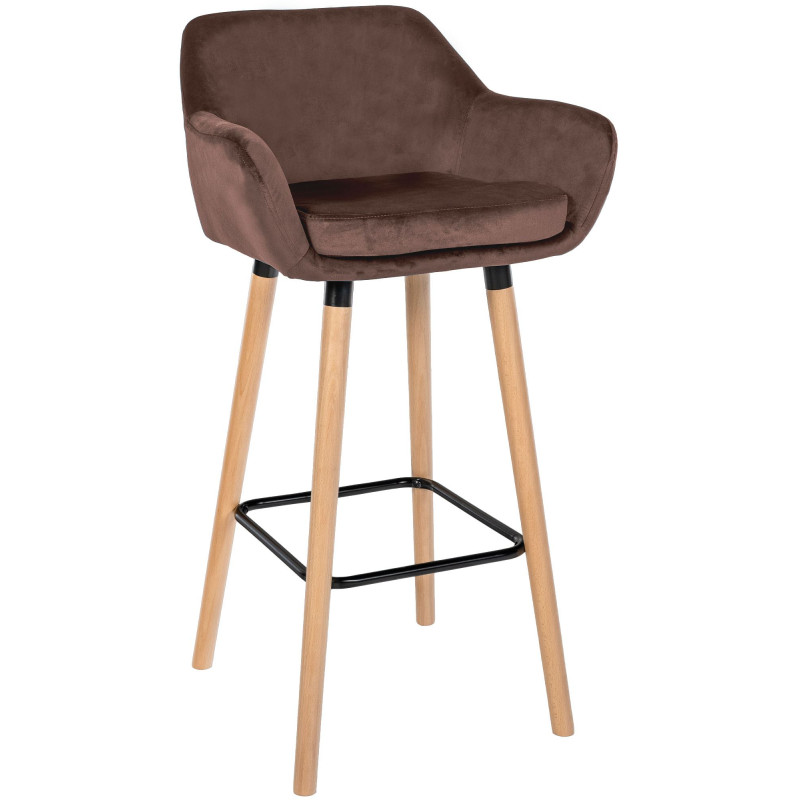 Tabouret de bar Grant velours café