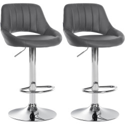 Juego de 2 Taburetes de bar Milet en polipiel Gris,Metal cromado
