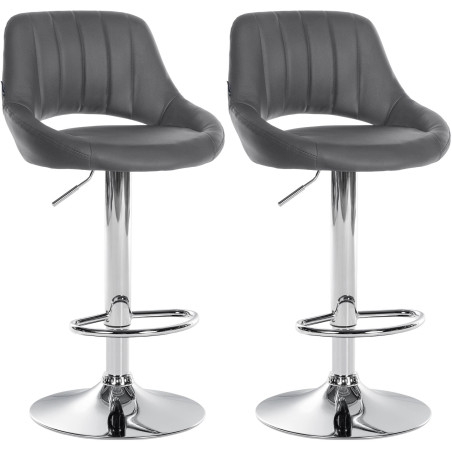Juego de 2 Taburetes de bar Milet en polipiel Gris,Metal cromado