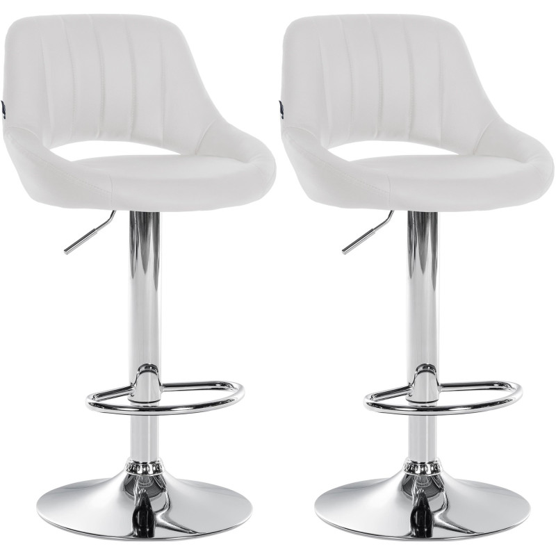 Ensemble de 2 tabourets de bar Milet, similicuir C blanc