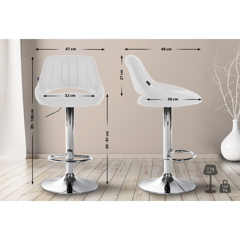 Ensemble de 2 tabourets de bar Milet, similicuir C blanc