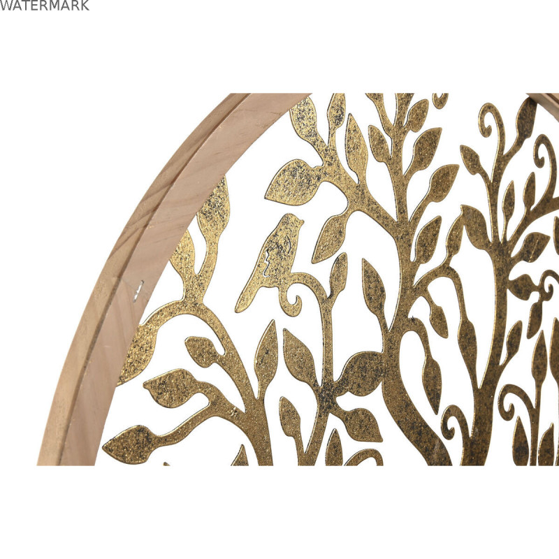 Décoration murale Home ESPRIT Doré Naturel Arbre Cottage 60 x 1,5 x 60 cm (2 Unités)