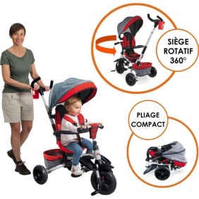 Tricycle évolutif pliable MONDO On & Go Moovi Explore - Rouge