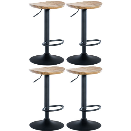 Set de 4 Taburetes de bar Skelde en madera y metal Natural