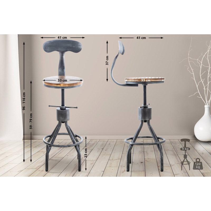 Ensemble de 2 tabourets de bar Hanam argent antique