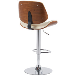 Tabouret de bar Clawson, similicuir, chromé noix/crème