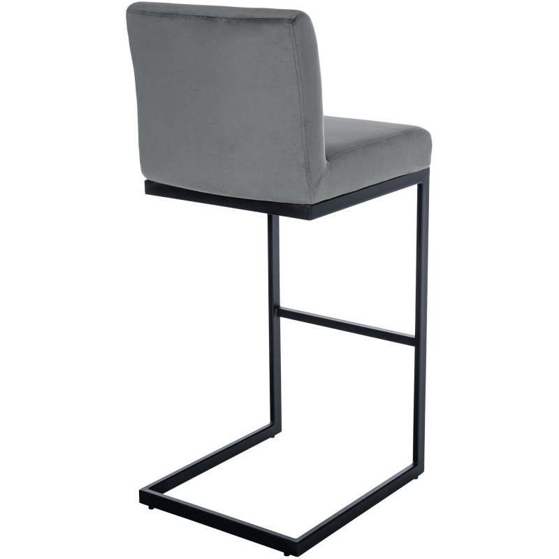 Tabouret de bar en velours Hopewell B gris foncé