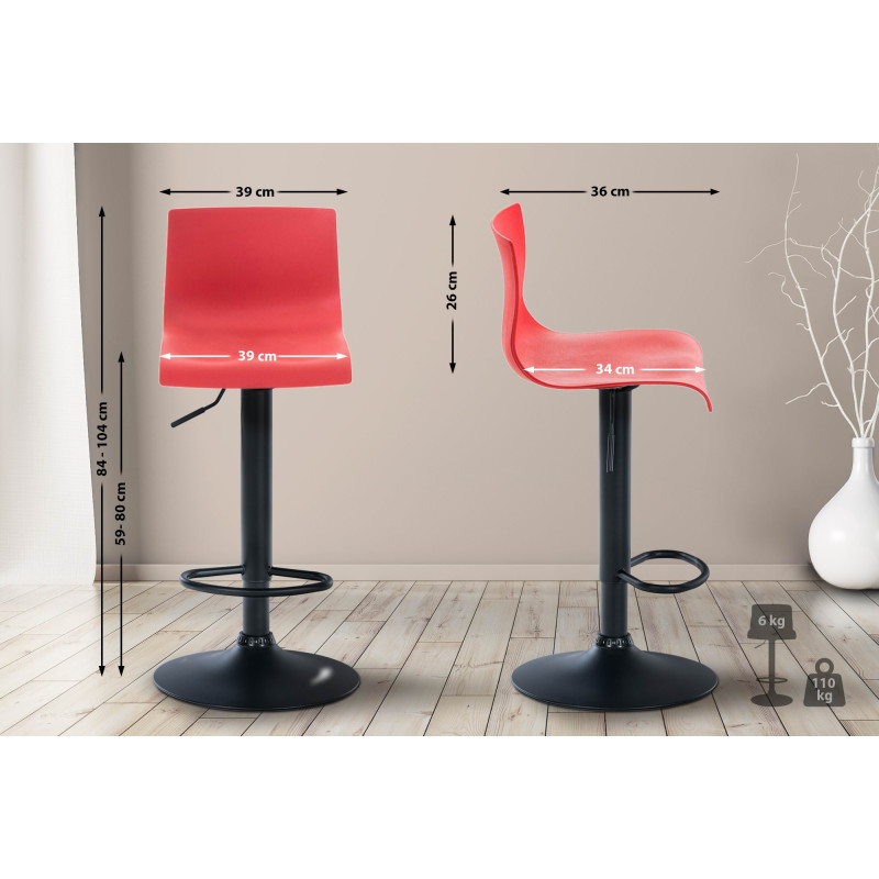 Taburete de bar Hover Rojo,Metal negro mate
