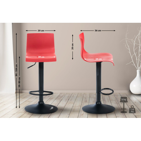 Taburete de bar Hover Rojo,Metal negro mate