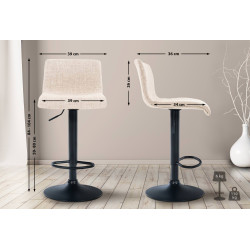 Tabouret de bar Hoover tissu B crème