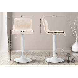 Tabouret de bar en tissu Hoover W crème