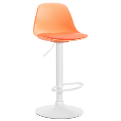 Tabouret de bar Kiel en cuir artificiel blanc orange
