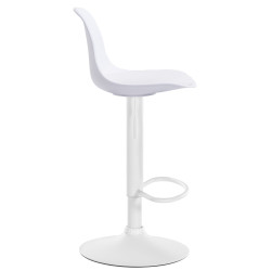Tabouret de bar Kiel, similicuir, blanc blanc