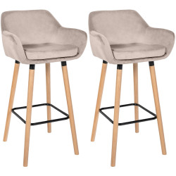 Lot de 2 tabourets de bar Grant velours crème