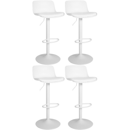 Lot de 4 tabourets de bar Almada, simili cuir blanc