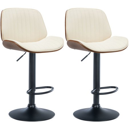 Set de 2 Taburetes de bar Nova en polipiel Nogal/crema