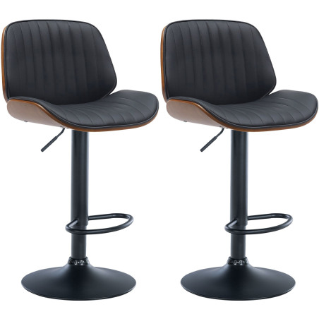 Ensemble de 2 tabourets de bar Nova en similicuir noyer/noir