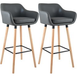 Lot de 2 tabourets de bar Grant simili cuir gris