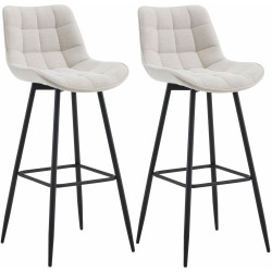 Ensemble de 2 tabourets de bar en tissu Dartford crème