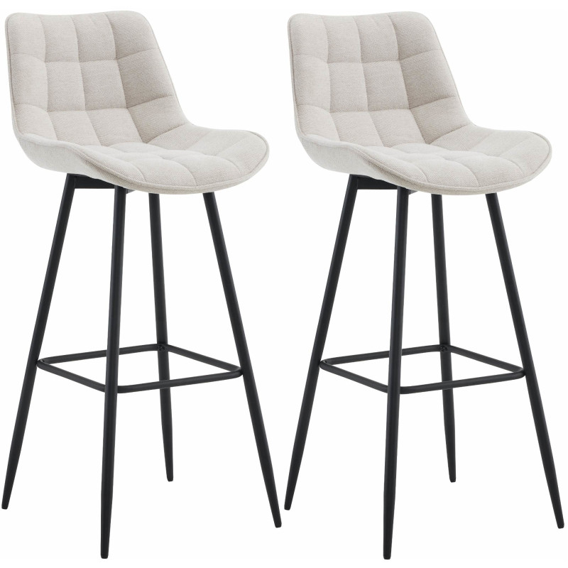 Set de 2 Taburetes de bar Dartford Crema,Tela