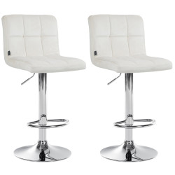 Lot de 2 tabourets de bar en velours Pérou en chrome et crème