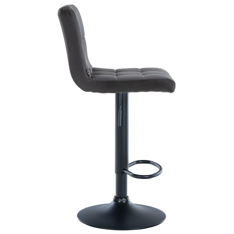 Lot de 2 tabourets de bar Pérou velours noir noir