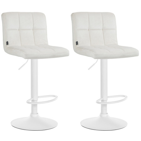 Set de 2 Taburetes de bar Peru en terciopelo Crema,Blanco