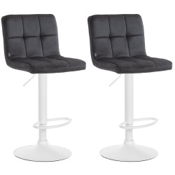 Set de 2 Taburetes de bar Peru en terciopelo Negro,Blanco