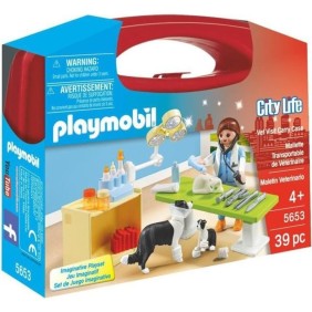 PLAYMOBIL 5653 Valisette Vétérinaire - City Life - Jeu de rôle créatif - Des 4 ans