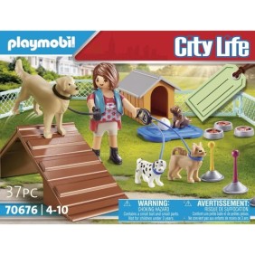 PLAYMOBIL 70676 City life Set Educatrice et chiens, Pour Enfant, des 4 ans, 37 pieces