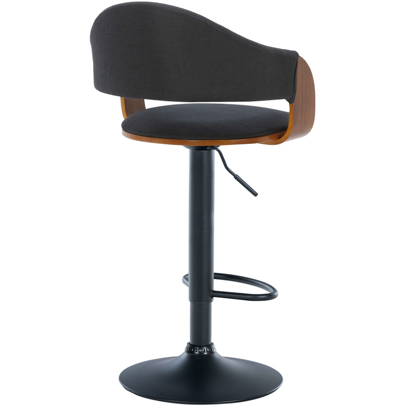 Set de 2 Taburetes de bar Nilse en tela Nogal/negro,Metal negro mate