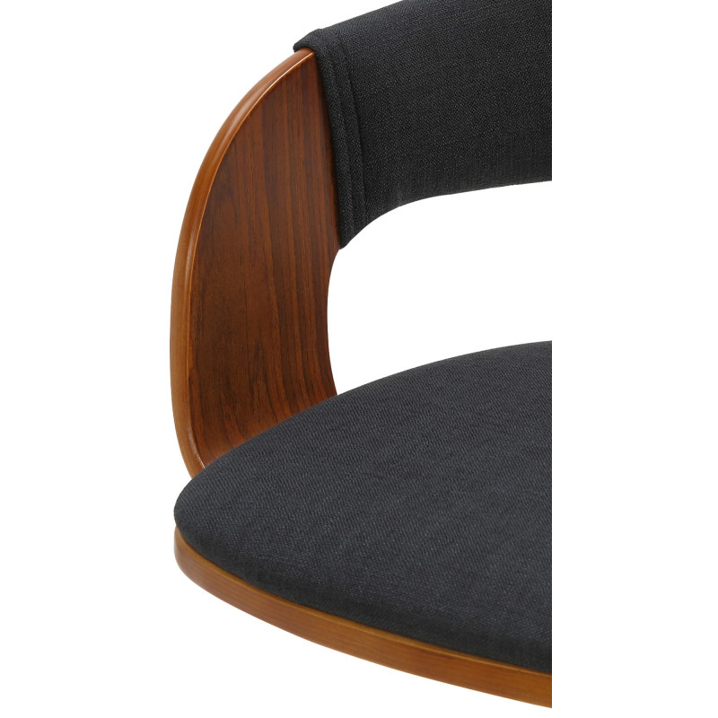 Set de 2 Taburetes de bar Nilse en tela Nogal/negro,Metal cromado