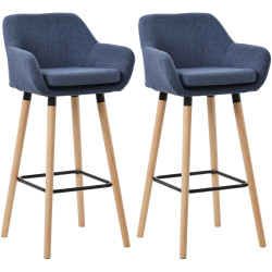 Lot de 2 tabourets de bar Grant tissu bleu foncé